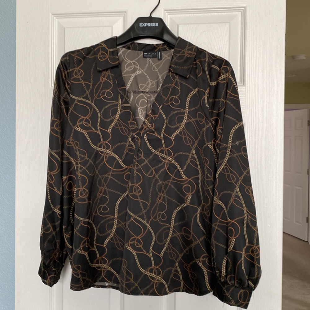 ASOS Long Sleeve Shirt in Black Multi Grunge Chain